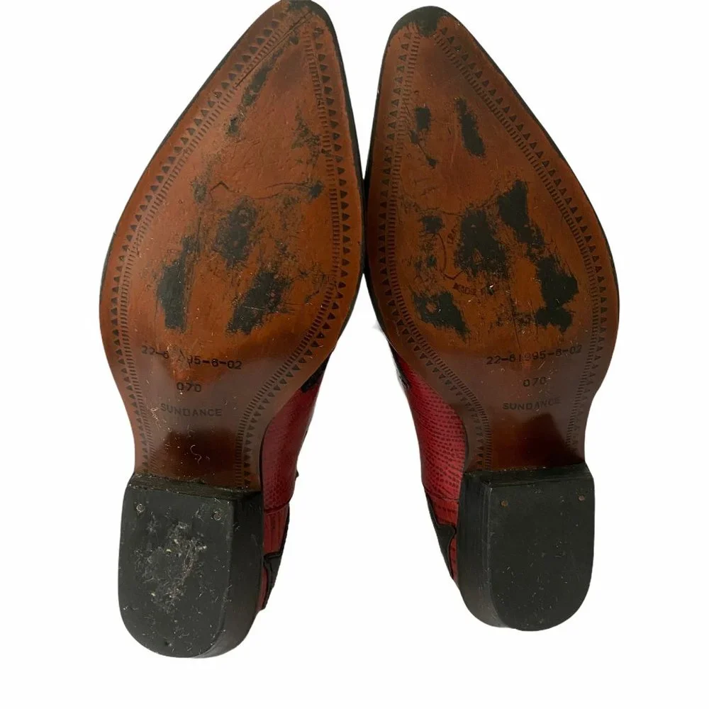 Flings Sundance Red Black Leather Cowboy Boots - Picture 9 of 9
